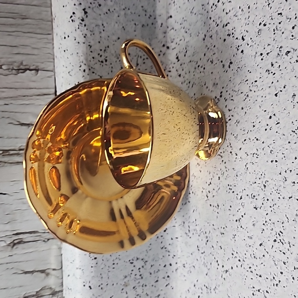 Vintage Royal Winton Grimwades English Bone China Gold Plated Cup & Saucer